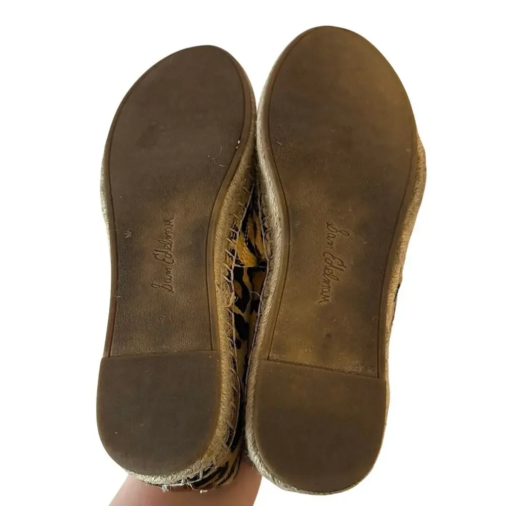 Sam‎ Edelman Khloe Calf Hair Leopard Print Espadrille Slip On Loafers Size 8